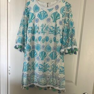 Lilly Pulitzer Blue and Green Patterned Romper